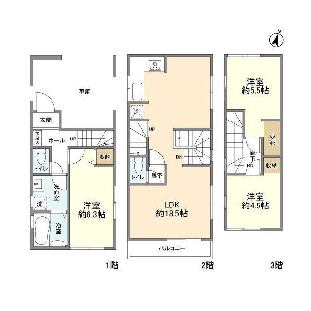 西武鉄道拝島線 東大和市駅 徒歩11分 3階建 築2年(3LDK)の間取り写真