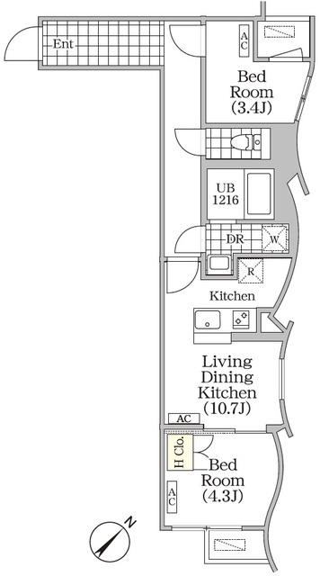 BRICK RESIDENCE 目黒本町(2LDK/3階)の間取り写真