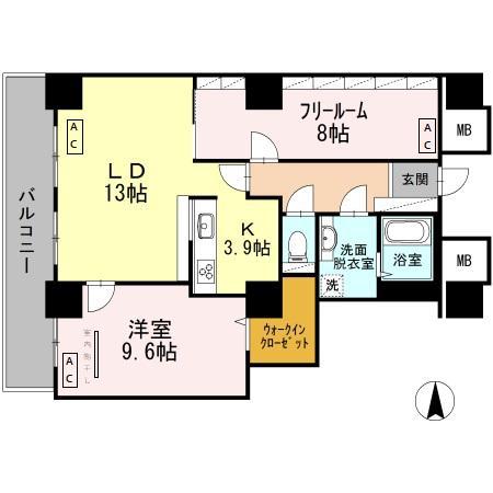 品川シーサイドビュータワー1(1LDK/2階)の間取り写真