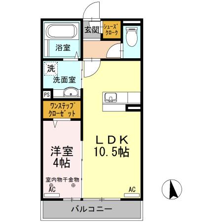 ブルーム(1LDK/1階)の間取り写真