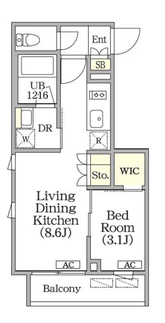 ユーレジデンス目黒東山(1LDK/3階)の間取り写真