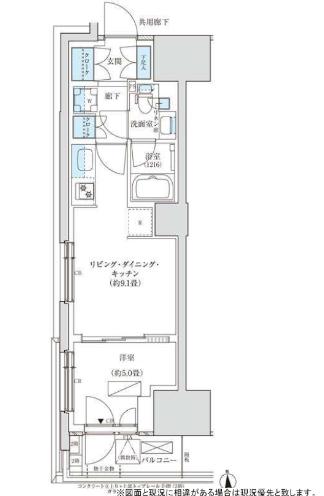 パークアクシス品川天王洲アイル(1LDK/9階)の間取り写真