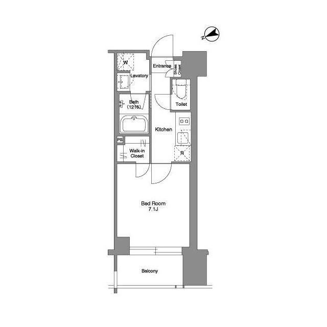 ザ・ケンジントン・レジデンス芝浦(1K/2階)の間取り写真