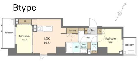 S-RESIDENCE浅草DIVERSE(2LDK/10階)の間取り写真
