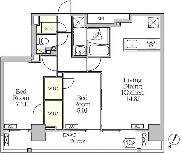 ジオエント白金台(2LDK/13階)の間取り写真