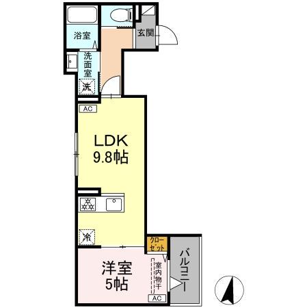 セレスティア大島(1LDK/3階)の間取り写真
