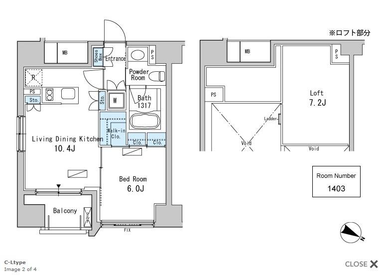 ベルファース目黒(1LDK/14階)の間取り写真