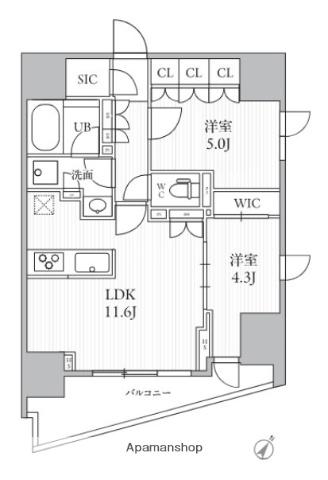 シーズンフラッツ大井町(1SLDK/13階)の間取り写真