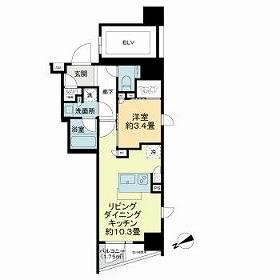 ザ・ライオンズミレス蔵前(1LDK/15階)の間取り写真