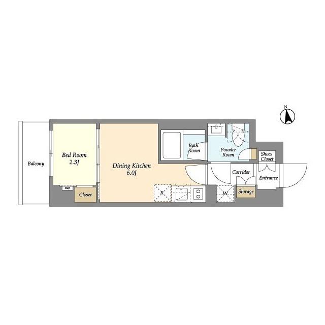 AIFLAT品川戸越パークサイド(1DK/6階)の間取り写真