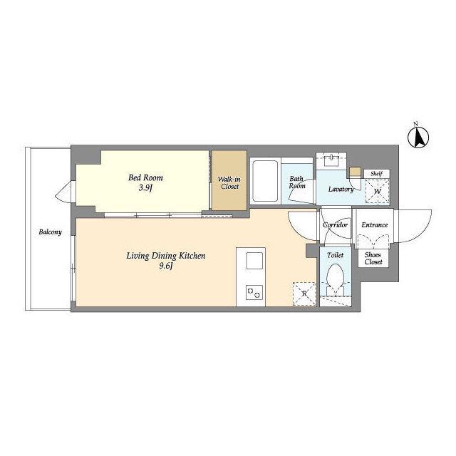 AIFLAT品川戸越パークサイド(1LDK/3階)の間取り写真