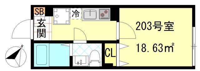 CFジオーレ川崎アネックス(1K/2階)の間取り写真