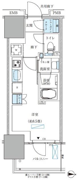 パークアクシス西大島コンフォートスクエア(ワンルーム/7階)の間取り写真