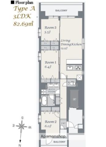 スプランディッド品川DUE(3LDK/5階)の間取り写真