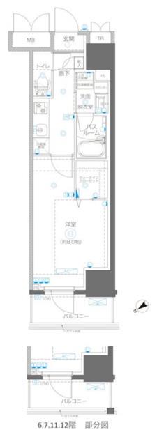 アルファレジデンシア南千住(1K/6階)の間取り写真