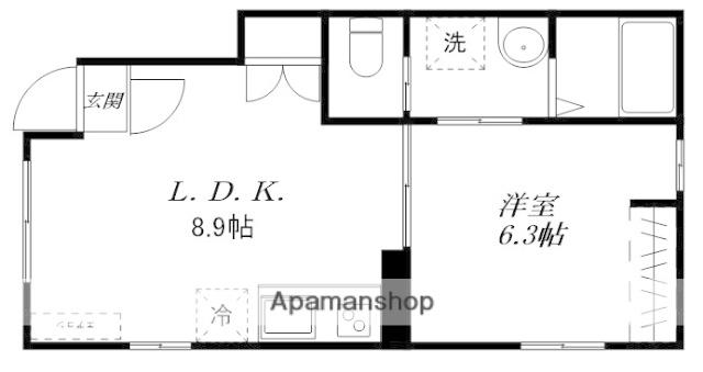 スカイパーク(1LDK/1階)の間取り写真
