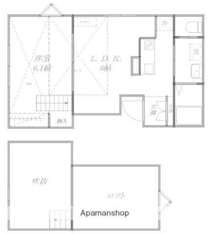 スカイパーク(1LDK/2階)の間取り写真