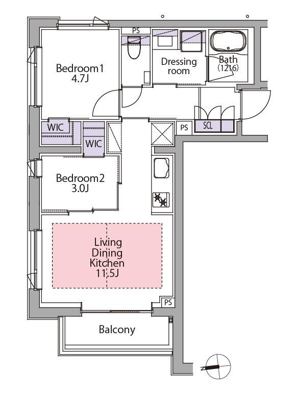 イプセ白金台(2LDK/3階)の間取り写真