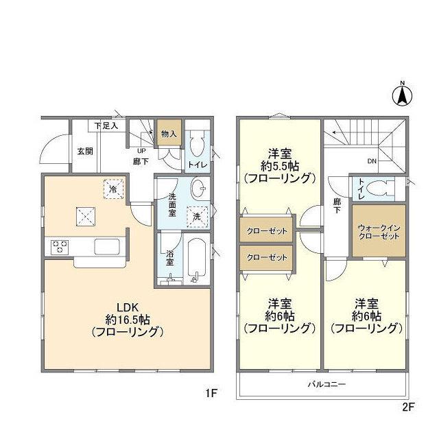 西武鉄道多摩湖線 武蔵大和駅 徒歩13分 2階建 築5年(3LDK)の間取り写真