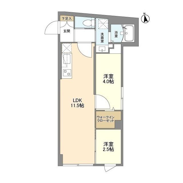 ウェルスクエア学芸大学Ⅱ(2LDK/3階)の間取り写真