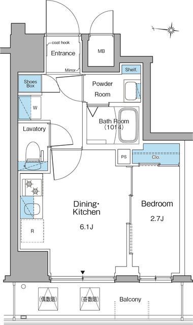 ルフォンリヴェント清澄白河(1DK/6階)の間取り写真