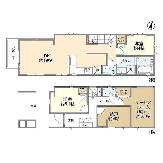 中央本線 国立駅 徒歩19分 2階建 築1年(2SLDK)の間取り写真