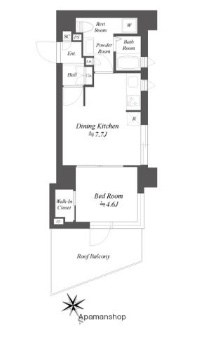ブランシエスタ品川大井町パークエッジ(1DK/6階)の間取り写真