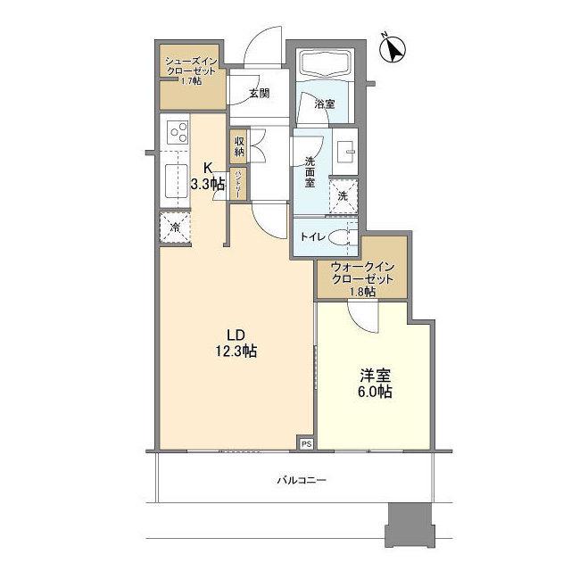 パークコート虎ノ門愛宕タワー(1LDK/6階)の間取り写真