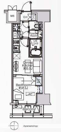 ベルファース蒲田ウエスト(1DK/12階)の間取り写真