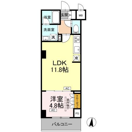 ロイジェント潮見(1LDK/7階)の間取り写真