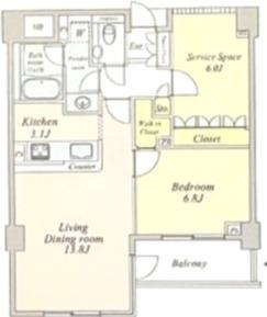 ジェイパーク目黒Ⅳ(1SLDK/4階)の間取り写真