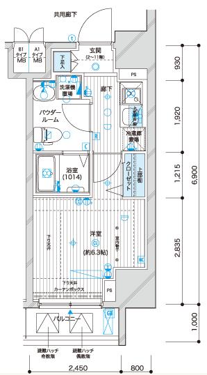 メインステージ蒲田Ⅵエグザ(1K/8階)の間取り写真