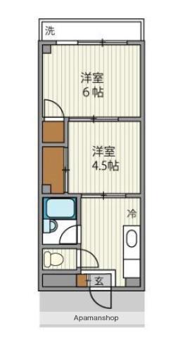 パールハイツ(2K/1階)の間取り写真