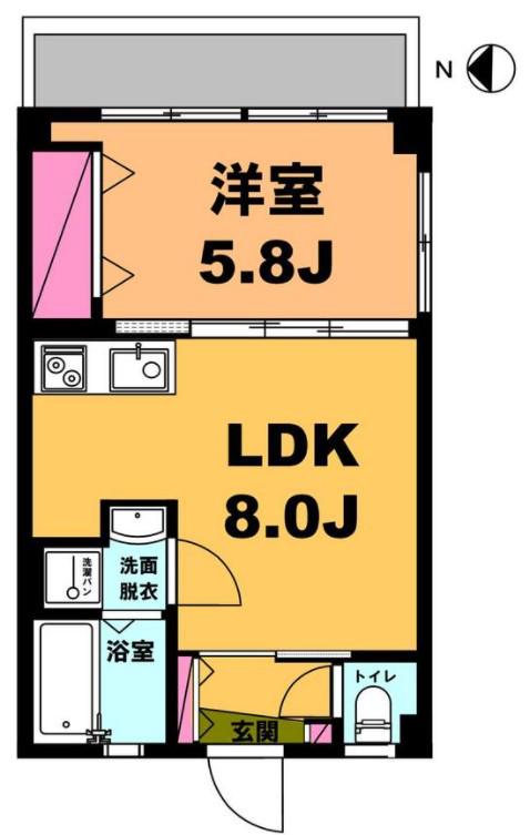月村マンションNO.7(1LDK/4階)の間取り写真