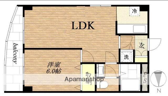 パークハイムD(1LDK/6階)の間取り写真