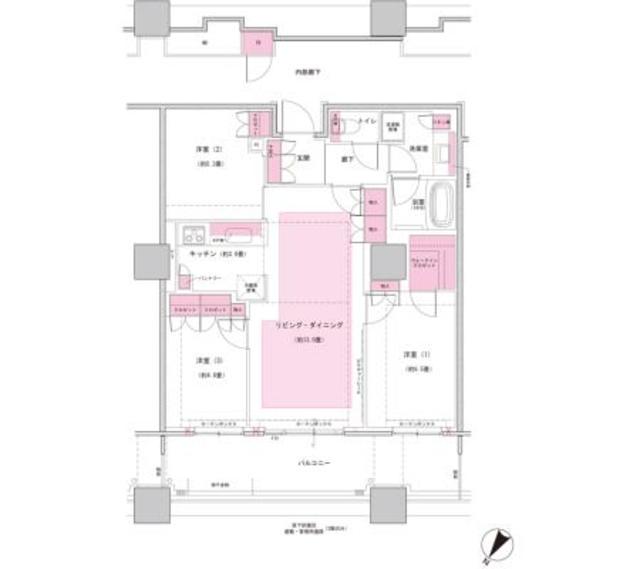 BRILLIA有明 SKY TOWER(3LDK/10階)の間取り写真