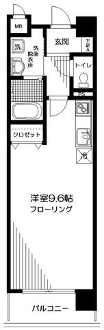 カーサグランデ生麦(ワンルーム/9階)の間取り写真