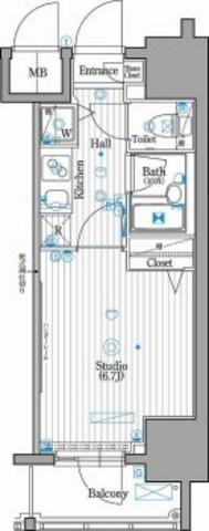 ガーラ・グランディ川崎(1K/12階)の間取り写真