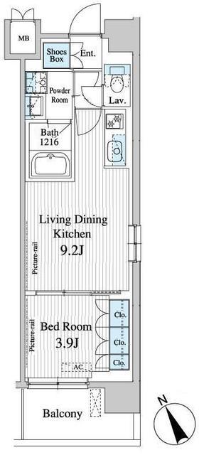 プレノ清澄庭園(1LDK/4階)の間取り写真