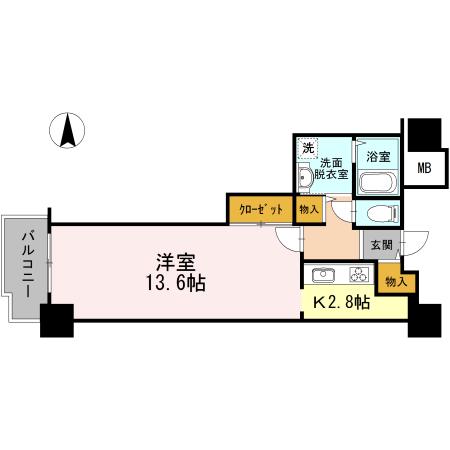 品川シーサイドビュータワー1(1K/9階)の間取り写真