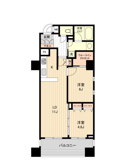 HF銀座レジデンスイースト(2LDK/2階)の間取り写真