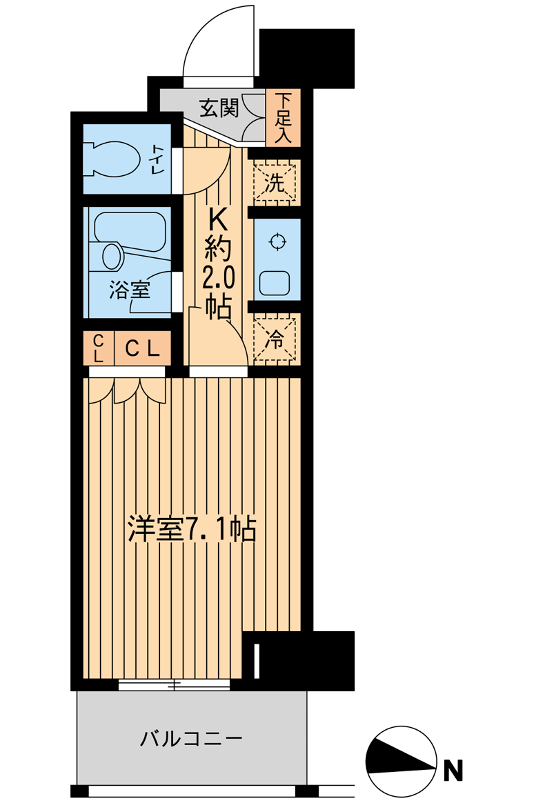 エコロジー東陽町プロセンチュリ(1K/12階)の間取り写真