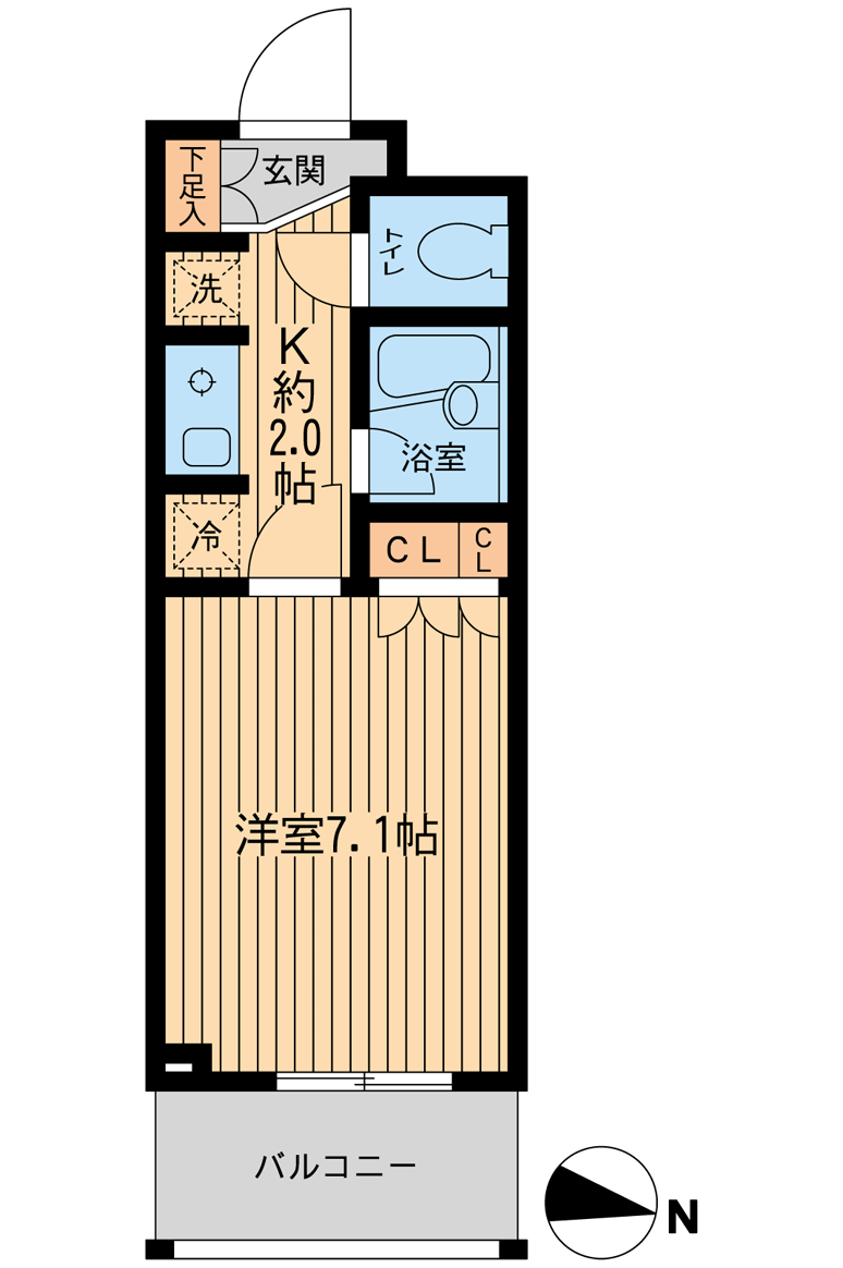 エコロジー東陽町プロセンチュリ(1K/8階)の間取り写真
