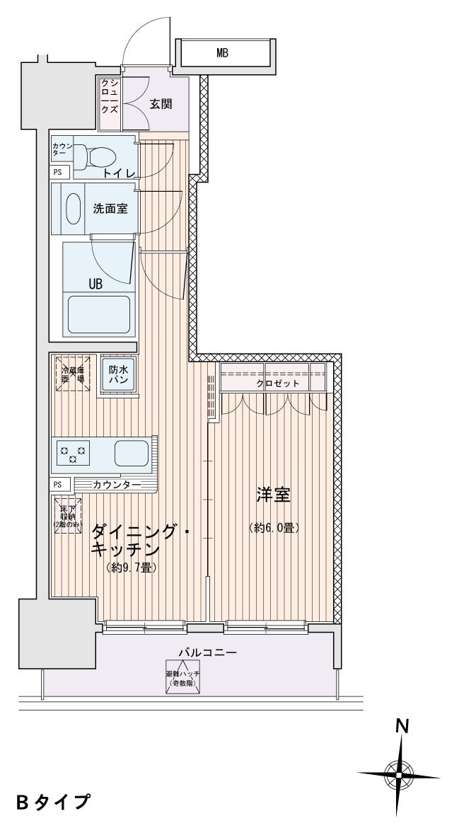 エスティメゾン錦糸町2(1LDK/9階)の間取り写真