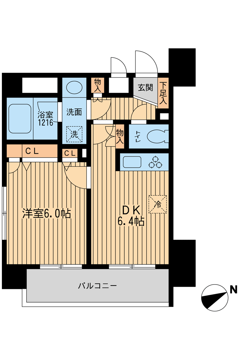 ラポール三田(1DK/9階)の間取り写真