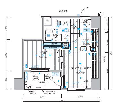 メインステージ入谷Ⅱ(1LDK/4階)の間取り写真