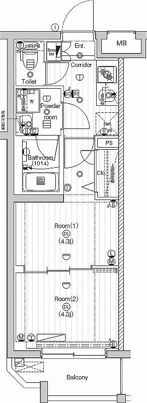 PREMIUM CUBE 武蔵新田(2K/3階)の間取り写真