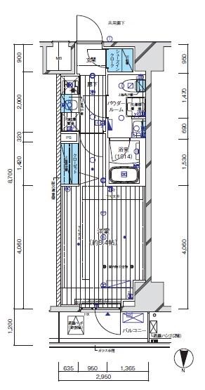 メインステージ門前仲町Ⅱ(1K/9階)の間取り写真