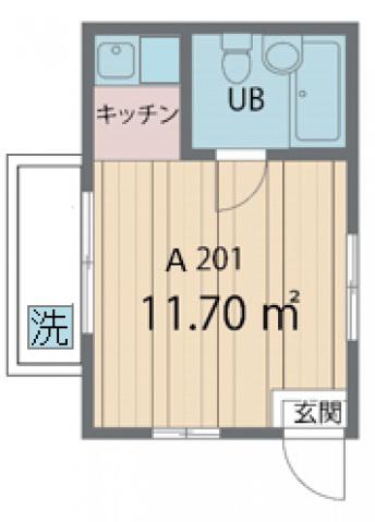 ポルシェ世田谷駒沢AB棟(ワンルーム/2階)の間取り写真