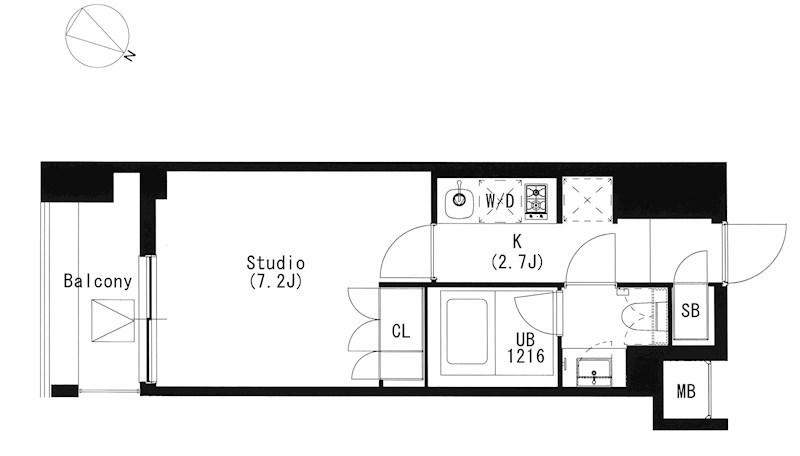 品川イースト(1K/8階)の間取り写真